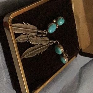 Sterling silver and turquoise pierced earrings